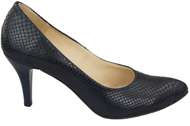 Dámská obuv Navy blue pumps Snake motif Natural leather 150 ElitaBut