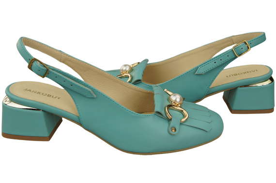 Dámská obuv Tyrkysové sandály zdobené třásněmi Přírodní kůže 208 ElitaBut