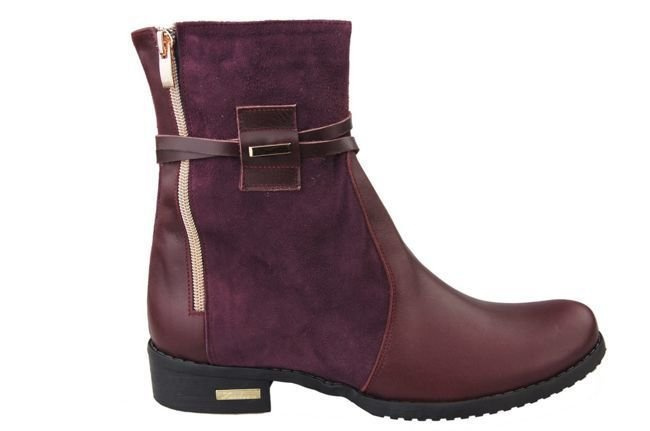 Dámská obuv Přírodní kůže Maroon kozačky 885 ElitaBut