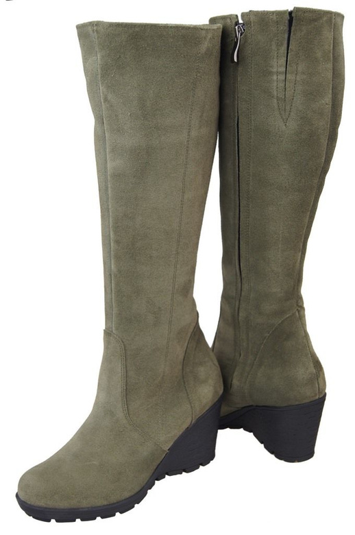 Obuv Dámské kotníkové boty Bottle green natural leather velour 745 ElitaBut