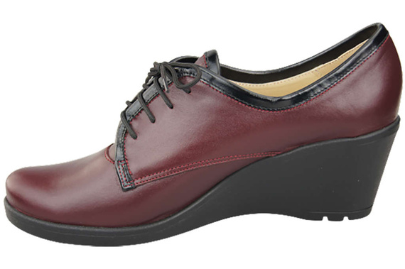 Obuv Dámské polobotky na vysokém podpatku z přírodní kůže Maroon 181 ElitaBut