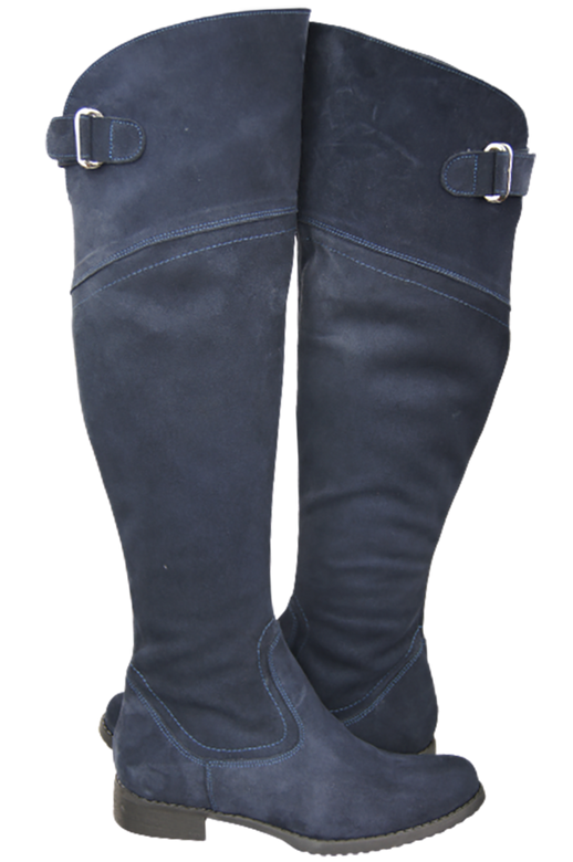 Dámské boty Navy blue Musketeers High over the knee natural leather Velour 154 ElitaBut