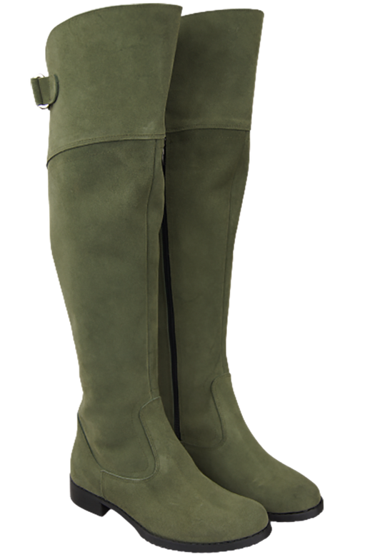 Dámské kozačky Kozačky Butelkowa Zielie Musketeers Vysoké nad kolena z přírodní kůže Velur 154 ElitaBut
