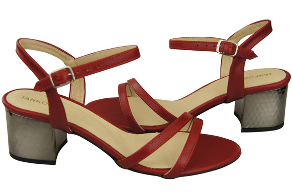 Dámská obuv Červená přírodní kůže 197 Smyslně odhalující nohy Sandály ElitaBut