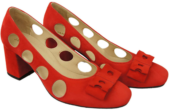 Dámská obuv Červené semišové kožené lodičky 182 ElitaBut