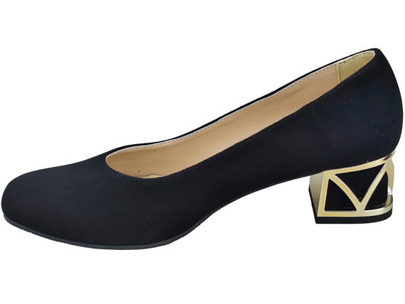 Pohodlné dámské boty Černé lodičky s ozdobným podpatkem Přírodní semišová kůže 219 Od ElitaBut