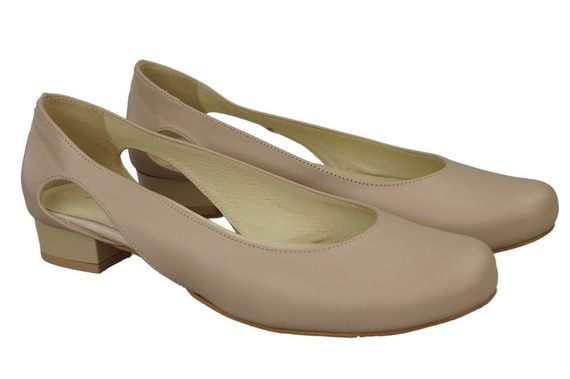 Dámské baleríny Cappuccino přírodní kůže 103 ElitaBut