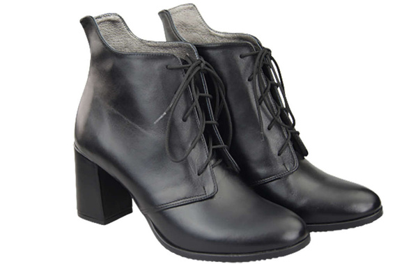 Obuv Dámské černé šněrovací boty Zimní přírodní kůže 174 Z ElitaBut