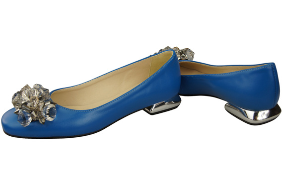 Dámské modré lodičky s krystaly z přírodní kůže 216 ElitaBut