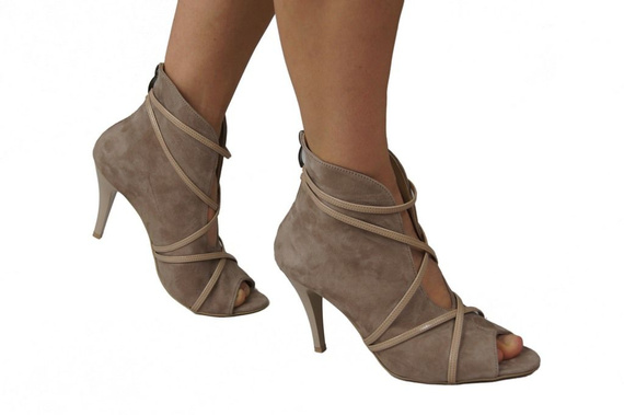 Dámská obuv Peep Toe Leather Natural Suede Cappuccino 107 ElitaBut