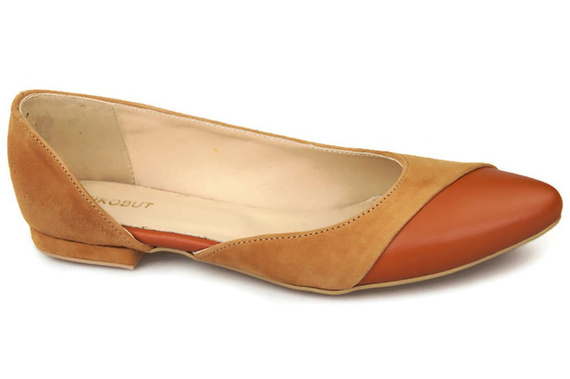 Dámské baleríny Červená semišová přírodní kůže 146 ElitaBut