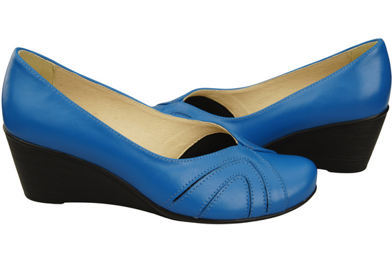 Boty na kotníku Modré dámské lodičky z přírodní kůže 828 ElitaBut