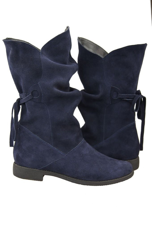 Obuv Dámské boty námořnická modrá zimní přírodní kůže velur 999 Z ElitaBut