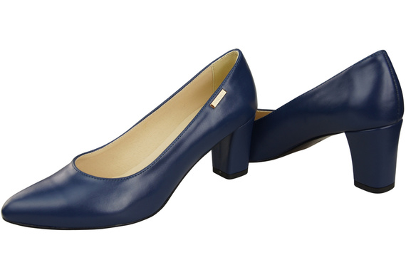 Klasické hladké boty Dámské lodičky z přírodní kůže v námořnické modři 213 ElitaBut