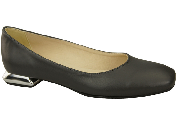 Plochá dámská obuv Dámské lodičky Grafitový ozdobný podpatek Přírodní kůže 209 ElitaBut