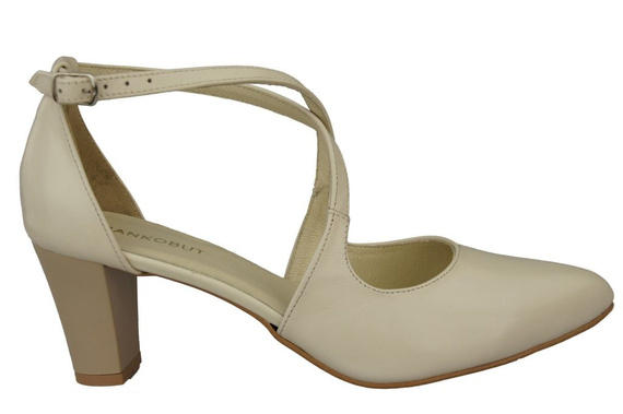 Dámská obuv na nízkém podpatku Sandály béžové Ecru Přírodní kůže 102 ElitaBut