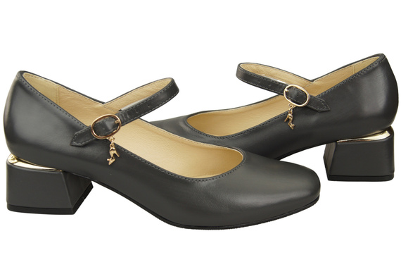 Dámská obuv Dámské lodičky s páskem Graphite přírodní kůže 202 ElitaBut