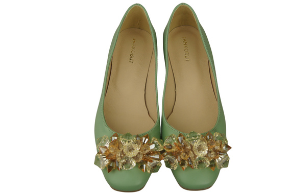 Dámské lodičky Mint s krystaly ploché Přírodní kůže 216 ElitaBut