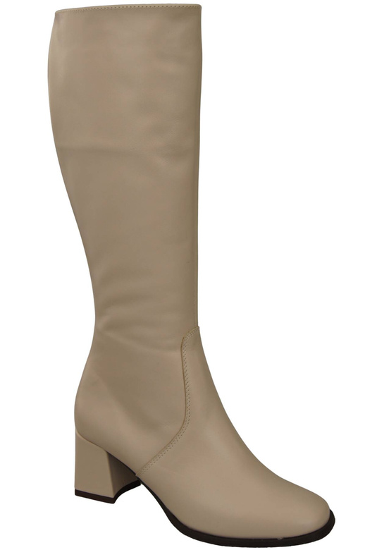 Pohodlné dámské boty Cappuccino Bright Low Heel Natural Leather 212 ElitaBut