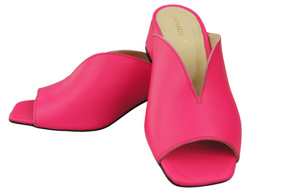 Dámská obuv Žabky na podpatku Neon Pink Natural Leather 210 ElitaBut