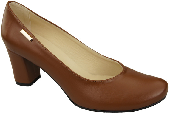 Dámská obuv Classic Brown Natural Leather Almond Nose pumps 201 ElitaBut