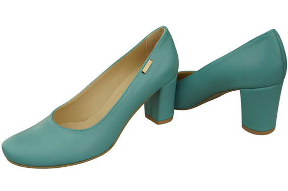Dámské boty Classic Turquoise Natural Leather Almond Nose pumps 201 ElitaBut
