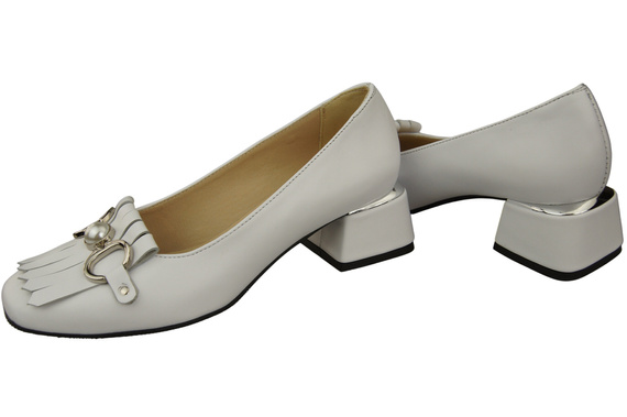 Dámská obuv Dámské lodičky se střapcem Bílá přírodní kůže 195 ElitaBut