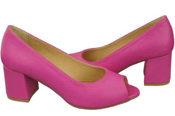 Dámská obuv PEEP TOE Fuchsia Lodičky z přírodní kůže s potaženým podpatkem 192 ElitaBut