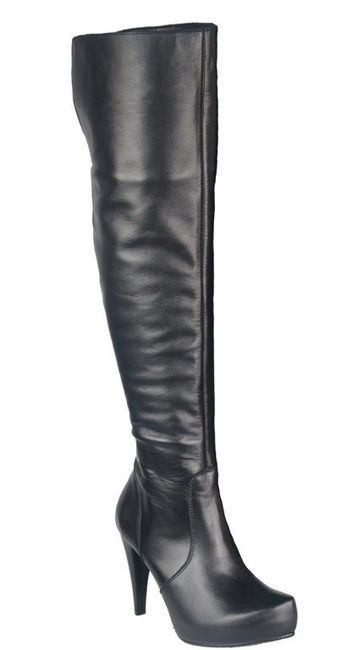 Dámské kozačky černé Platforma Stiletto heel Nad kolena přírodní kůže 692 ElitaBut