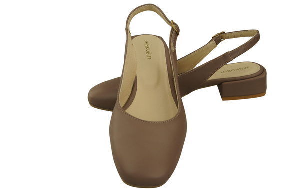 Dámská obuv Sandály Cappuccino Dark Flat Heel Natural Leather 206 ElitaBut