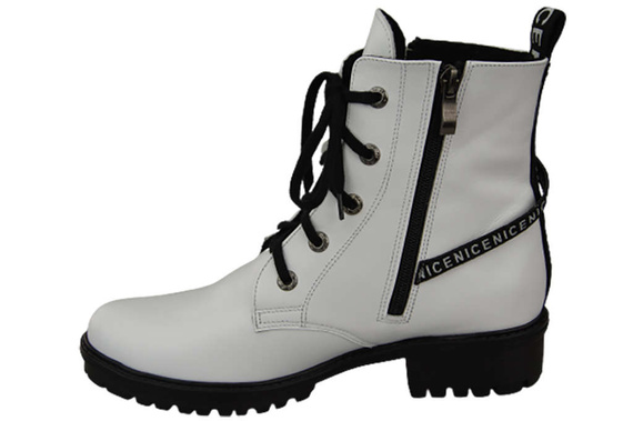 Obuv Booties Dámské bílé kozačky s nápisem NICE Přírodní kůže 173 Od ElitaBut
