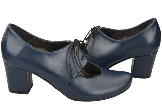 Obuv Dámské polobotky z přírodní kůže Námořnická modrá 161 ElitaBut