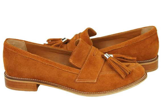 Dámská obuv Mokassins Natural Leather Velour Red 134 ElitaBut