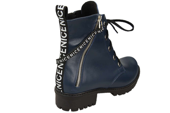 Obuv Dámské kozačky s nápisem NICE Přírodní kůže Námořnická modrá 173 L ElitaBut