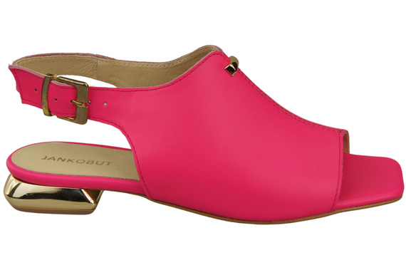 Pohodlné dámské sandály Neon Pink Flat Gold Heel Natural Leather 207 ElitaBut