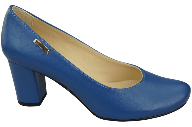 Dámská obuv Classic Blue Leather Natural Almond Nose pumps 201 ElitaBut