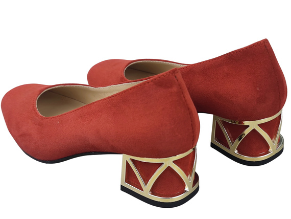 Pohodlné dámské boty Červená lodičky s ozdobným podpatkem Přírodní semišová kůže 219 Od ElitaBut