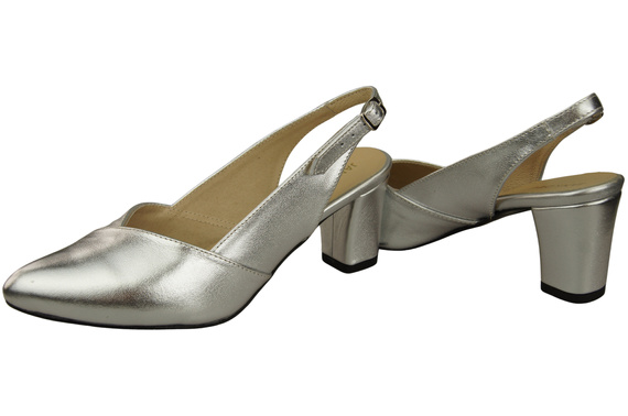 Dámská obuv Stříbrné sandály na podpatku Přírodní kůže 217 ElitaBut