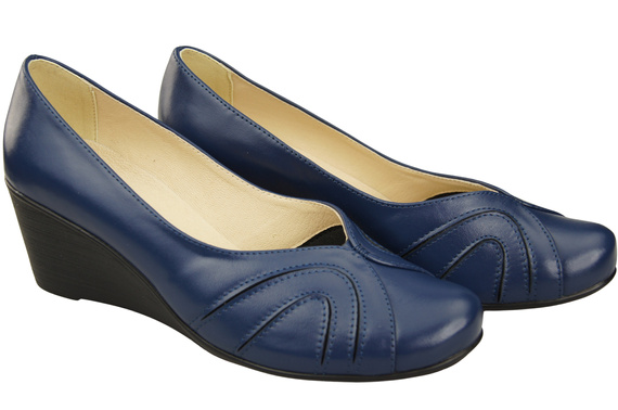 Boty na kotvách Námořnická modrá Dámské lodičky z přírodní kůže 828 ElitaBut