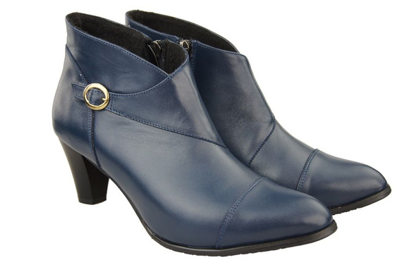 Obuv Dámské zimní boty z přírodní kůže Navy blue 100 Z ElitaBut