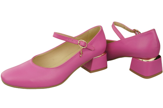 Dámské lodičky s páskem Fuchsiová přírodní kůže 202 ElitaBut