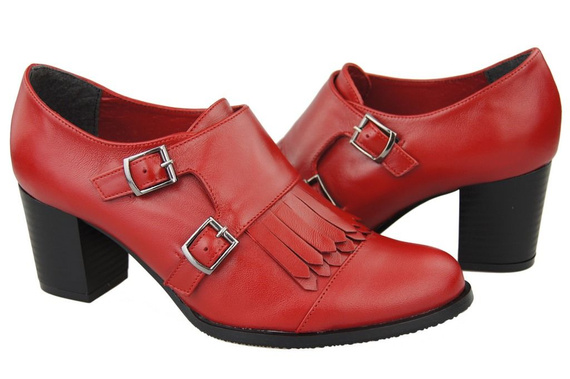 Obuv Dámské polobotky z přírodní kůže Červená 985 ElitaBut