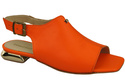 Pohodlné dámské sandály Oranžové sandály s plochým zlatým podpatkem Přírodní kůže 207 ElitaBut