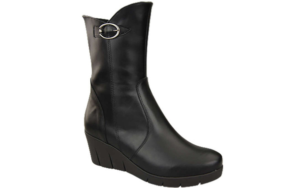 Obuv Dámské boty na podpatku z přírodní kůže Černá 178 ElitaBut