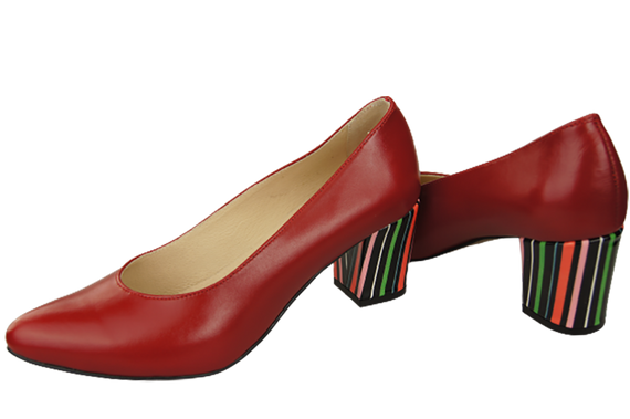 Dámská obuv Červené lodičky z přírodní kůže s ozdobným podpatkem 158 ElitaBut