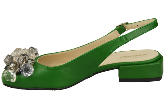 Dámská obuv Zelené sandály s krystaly Přírodní kůže 215 ElitaBut