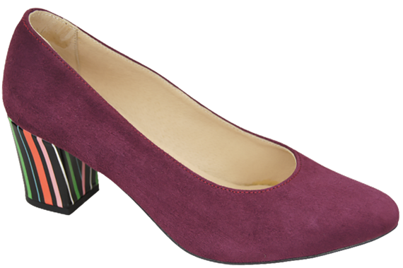 Dámská obuv Maroon Natural Suede Leather Decorative Heel 158 With ElitaBut