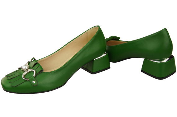 Dámská obuv Dámské lodičky se střapcem Zelená přírodní kůže 195 ElitaBut
