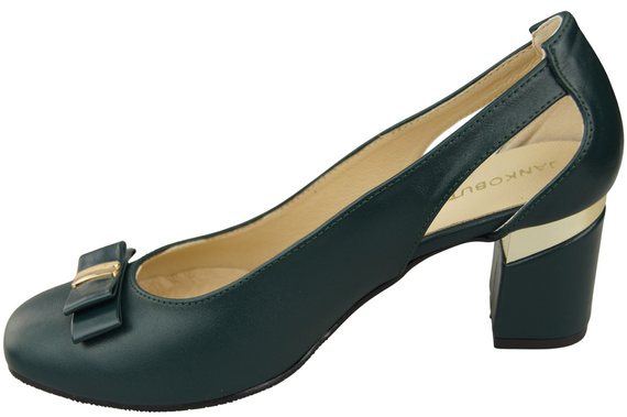 Boty Dámské malachitové lodičky z přírodní kůže s ozdobným podpatkem 199 ElitaBut