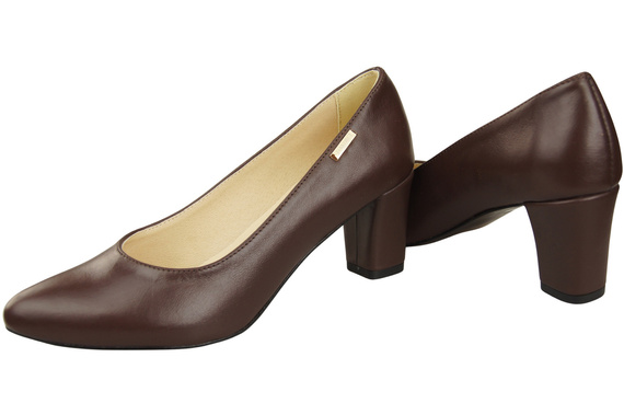 Klasické hladké boty Dámské čokoládové lodičky z přírodní kůže 213 ElitaBut